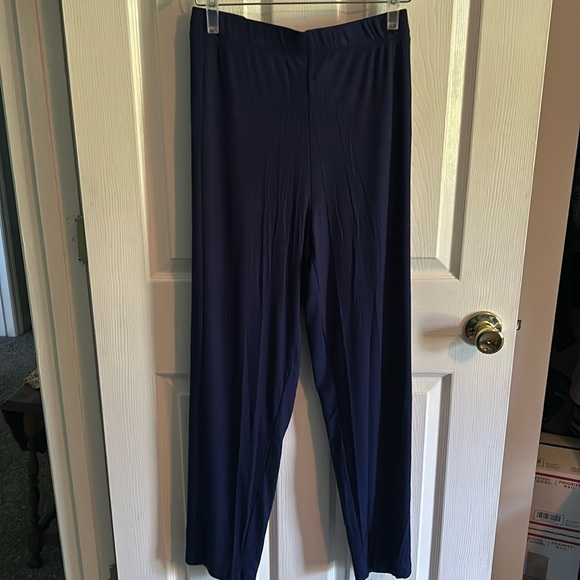 Joyspun Nautical Navy Ribbed Knit Pull On Side Pockets Sleep Pants - Picture 6 of 13